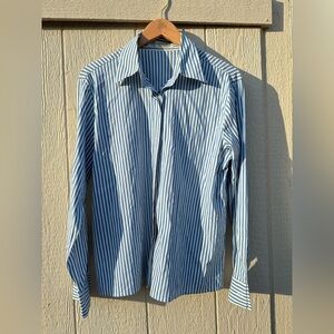 Blue Striped Men's Shirt Size Small Made in Turkey